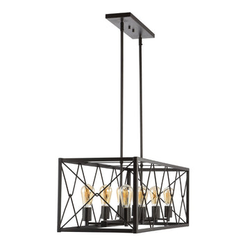 Galax 39" 8-Light Adjustable Iron Farmhouse Industrial LED Dimmable Pendant - JONATHAN Y